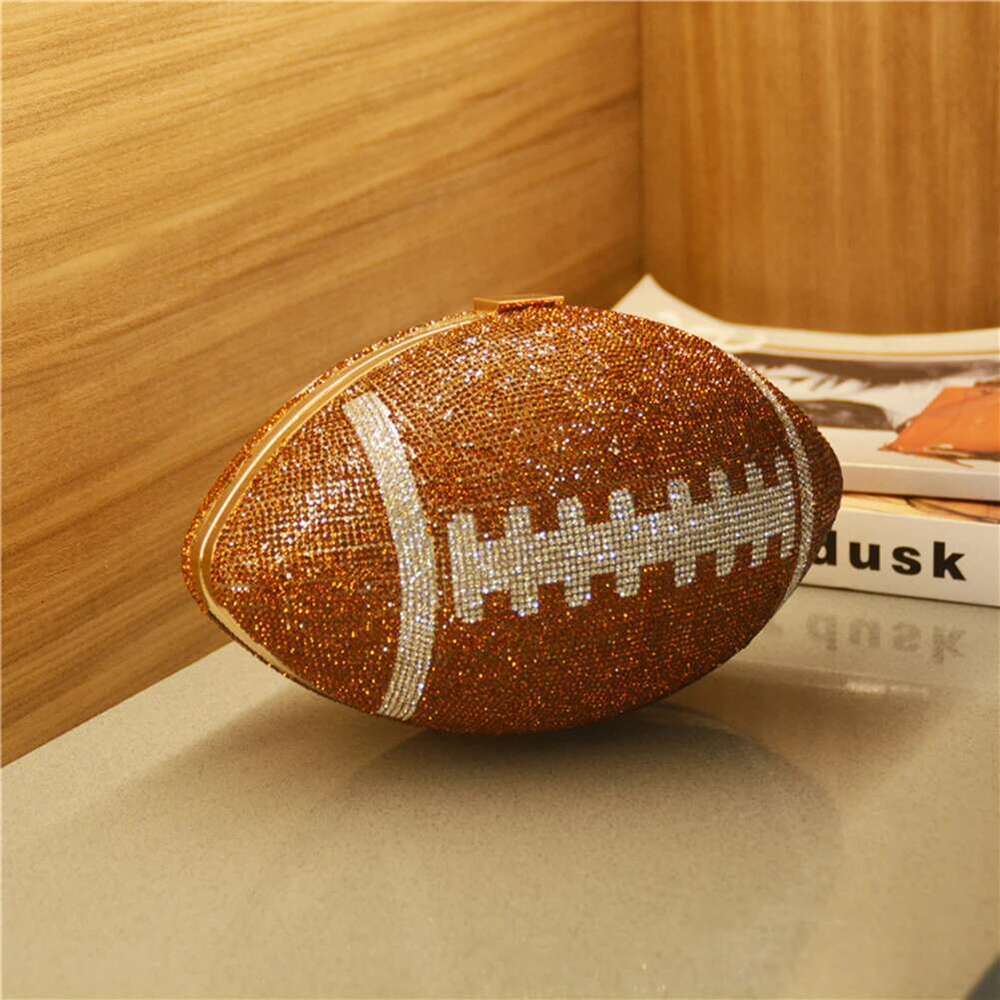Bling Football Shape Evening Rhinestone Dinner Purse Creative Banquet 2025 Euro-American Shiny Dia Clutch Bag