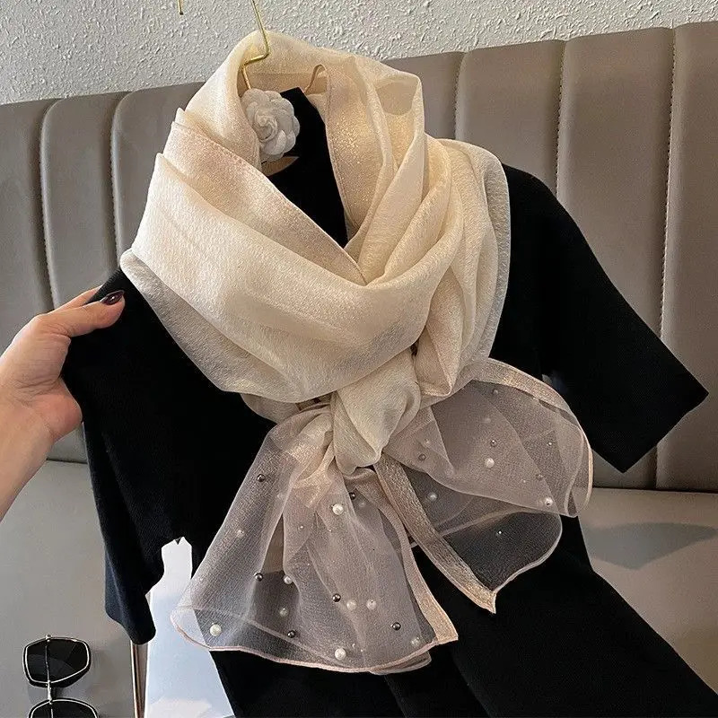 2025 Women Fashion Scarf Plain Solid Silk Linen Shawls Scarves Summer Lady Bandanas Foulard Hijab 250514