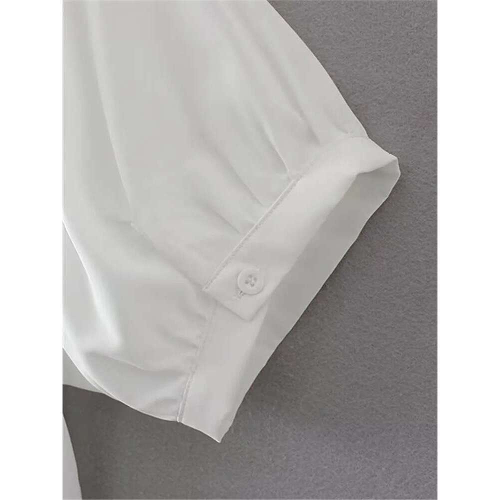Plus Size Women's Clothing Summer Short Sleeves Lapel Single Breasted Shirt Paneled Top With One Patch Pockets On The Left Chest