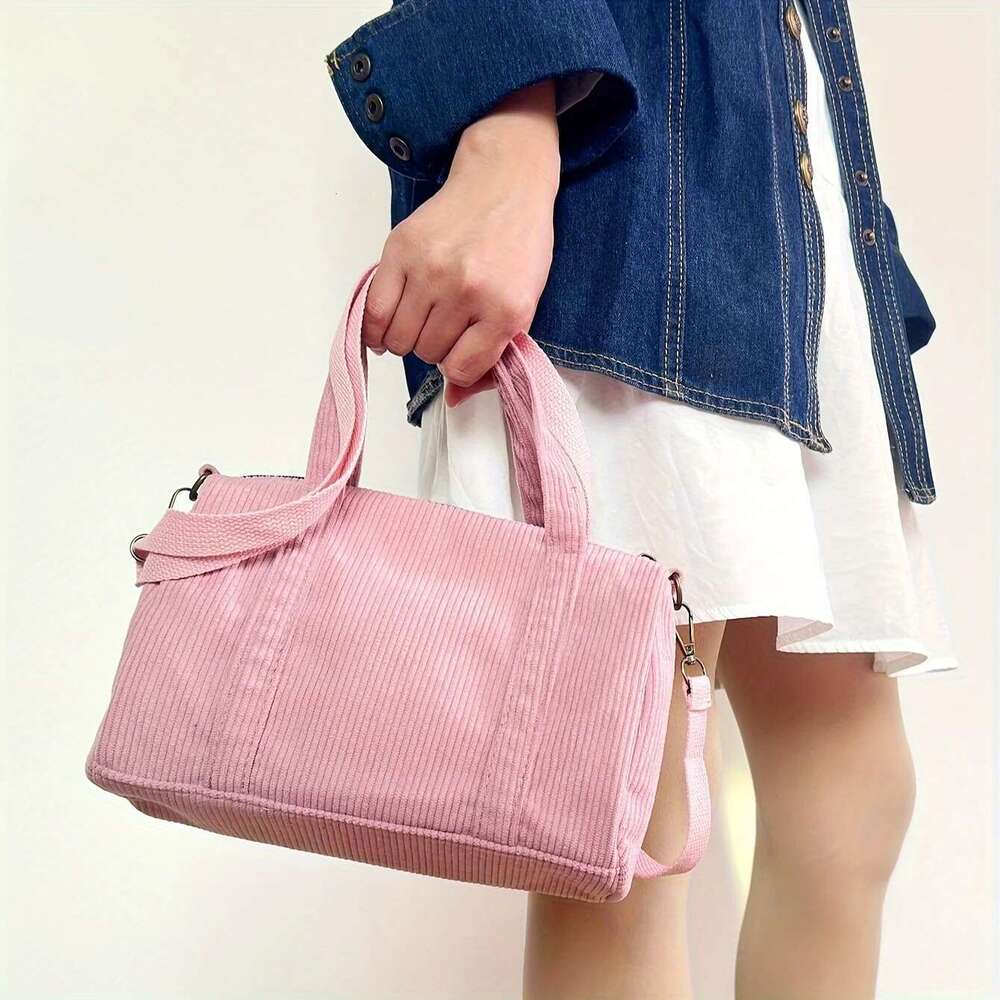 Cute Corduroy Crossbody Bag For Women Small Washable Reusable Shopper Tote Wallet Travel Handbag Designer Girls