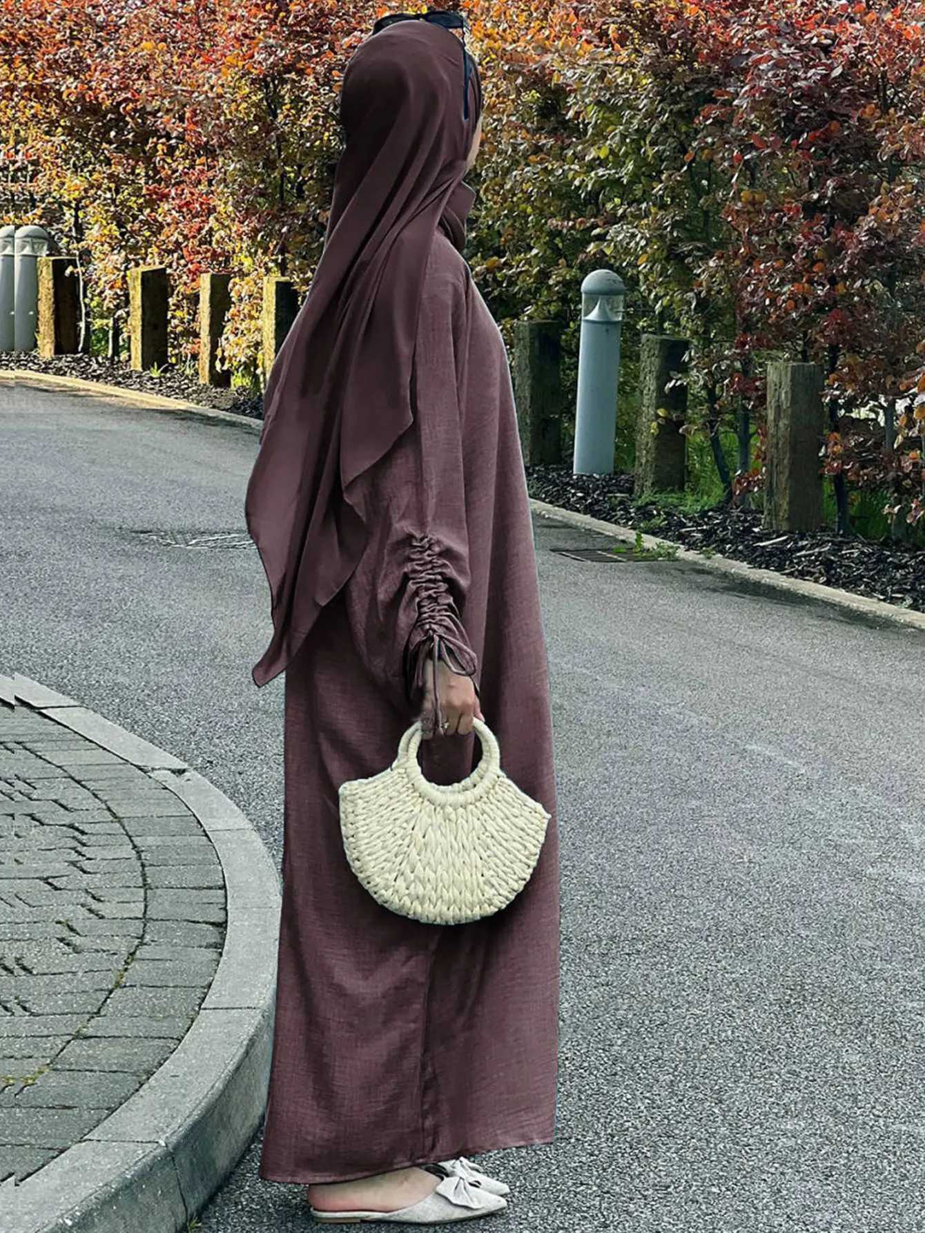 Arab Long Robe Abaya Modest Dress for Women Dress Dubai Saudi Eid Muslim Vestidos Ramadan Morocco Abayas Kaftan Islamic Clothing X2505141