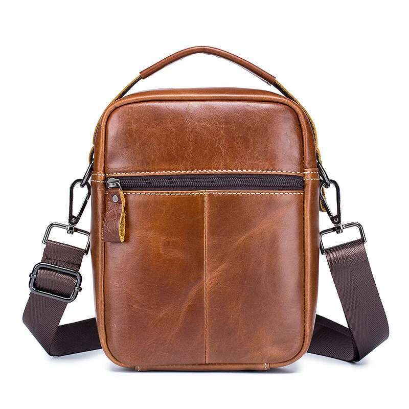 Men's Single Shoulder Crossbody With Top Layer Cowhide Casual Retro Multifunctional Small And Medium-Sized Bag