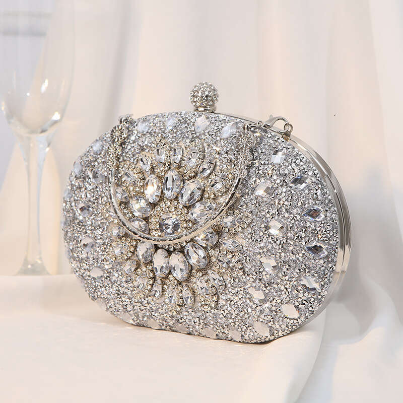 2025 European and American Alloy Flower Dia Inlaid Bag Celebrity Dress Banquet Handbag Female Temperament Versatile New Trendy Ins