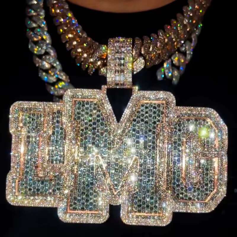 Factory Custom Moissanite Name Pendant Men Iced Out Jewelry VVS Moissanite Diamonds Moissanite Chain Custom Hip Hop Pendant