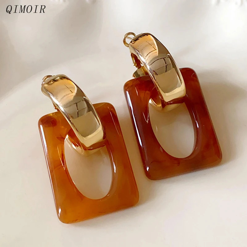 Brown Resin Metal Dangle Post Earrings For Women Fashion Jewelry Trendy Style Classic Party Accessories Wholesale Gift C1748 250514
