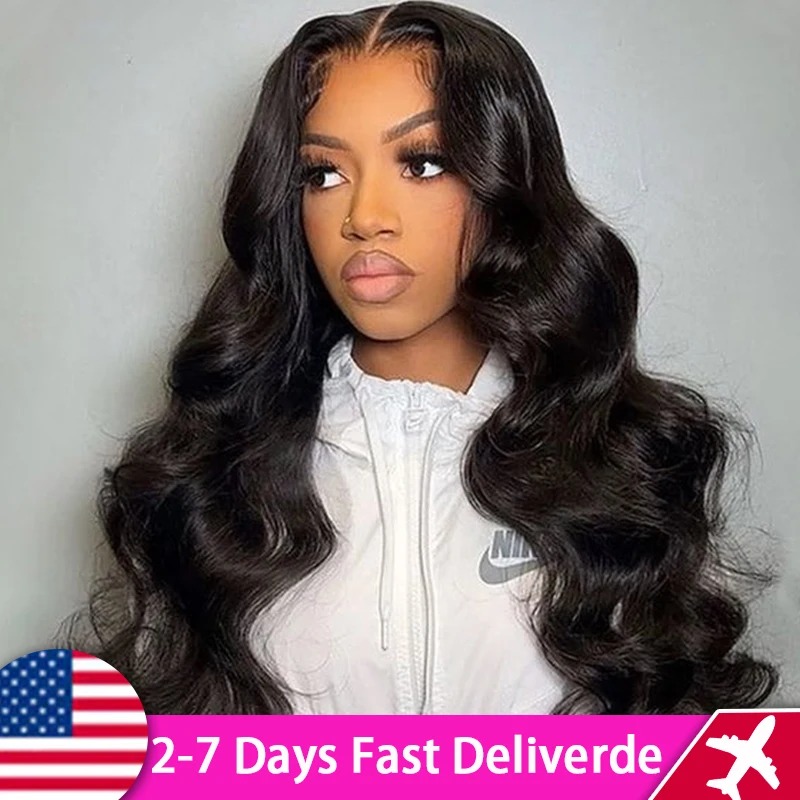 Body Wave 13x6 HD Transparent Lace Frontal Wigs Preplucked 30 40 Inch Black 13x4 Lace Front Human Hair Wig Synthetic Front wigs Glueless Closure