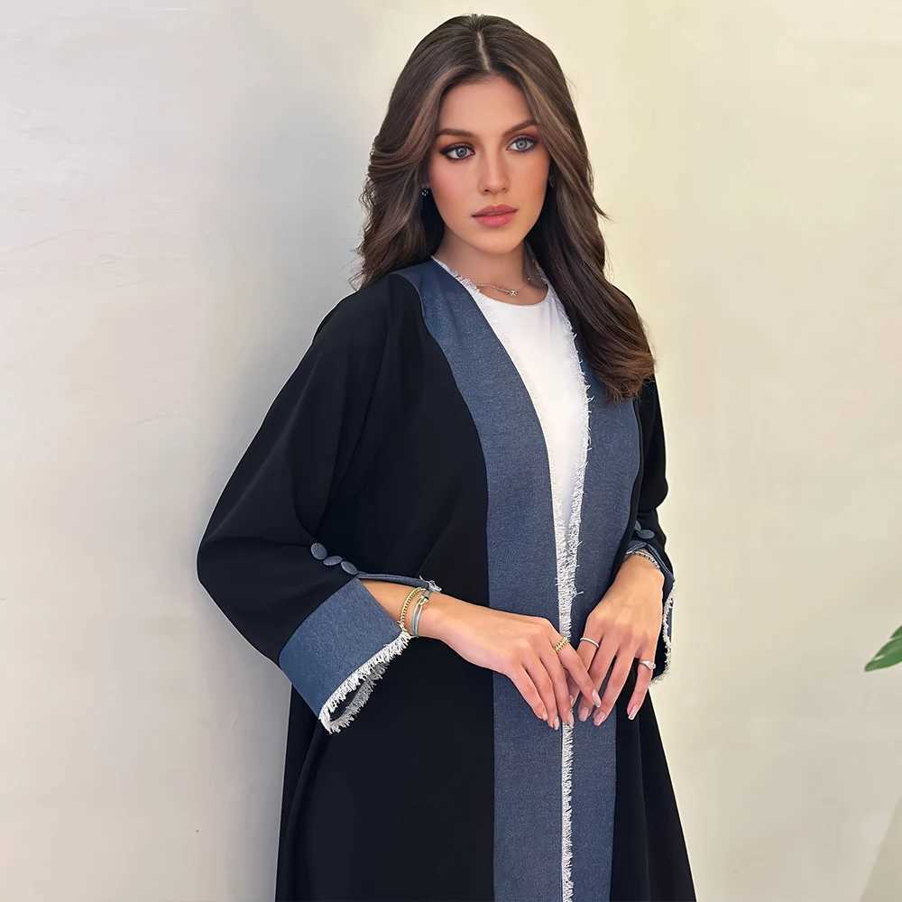 New Design Fashion Muslim Tassels Eid Women Open Kimono Abaya With Chic Party Robe Contras Moroccan Kaftan Saudi Ka X250514