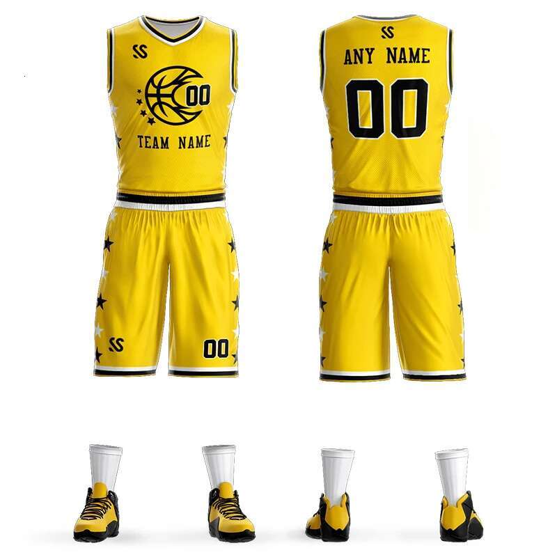 Custom Basketball Jersey Sets Vest Shorts Print Fashion Design Your Name Number Training Soft Cool Sportswear Suit For Adults