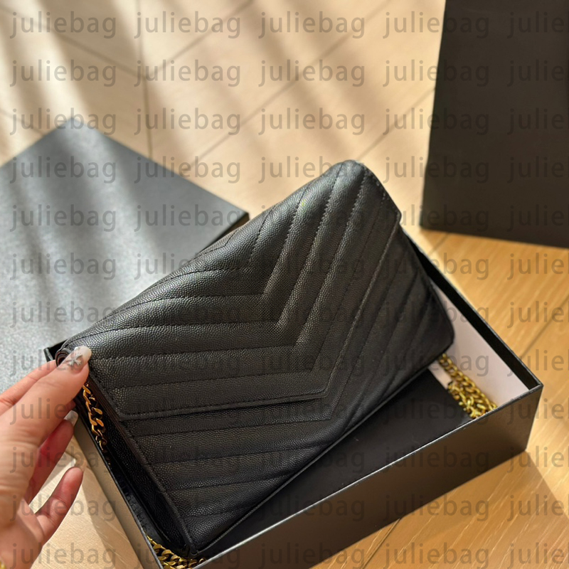 Women's fashion designer bag caviar single-shoulder bag chain handbag with multiple slots inside comes with gift box packaging