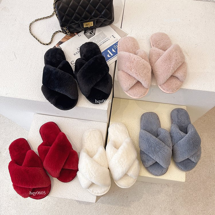 Top brand, high-quality new products, designer's new shoes, 2025 autumn and winter women's fashion cross belt, solid color plush home cotton