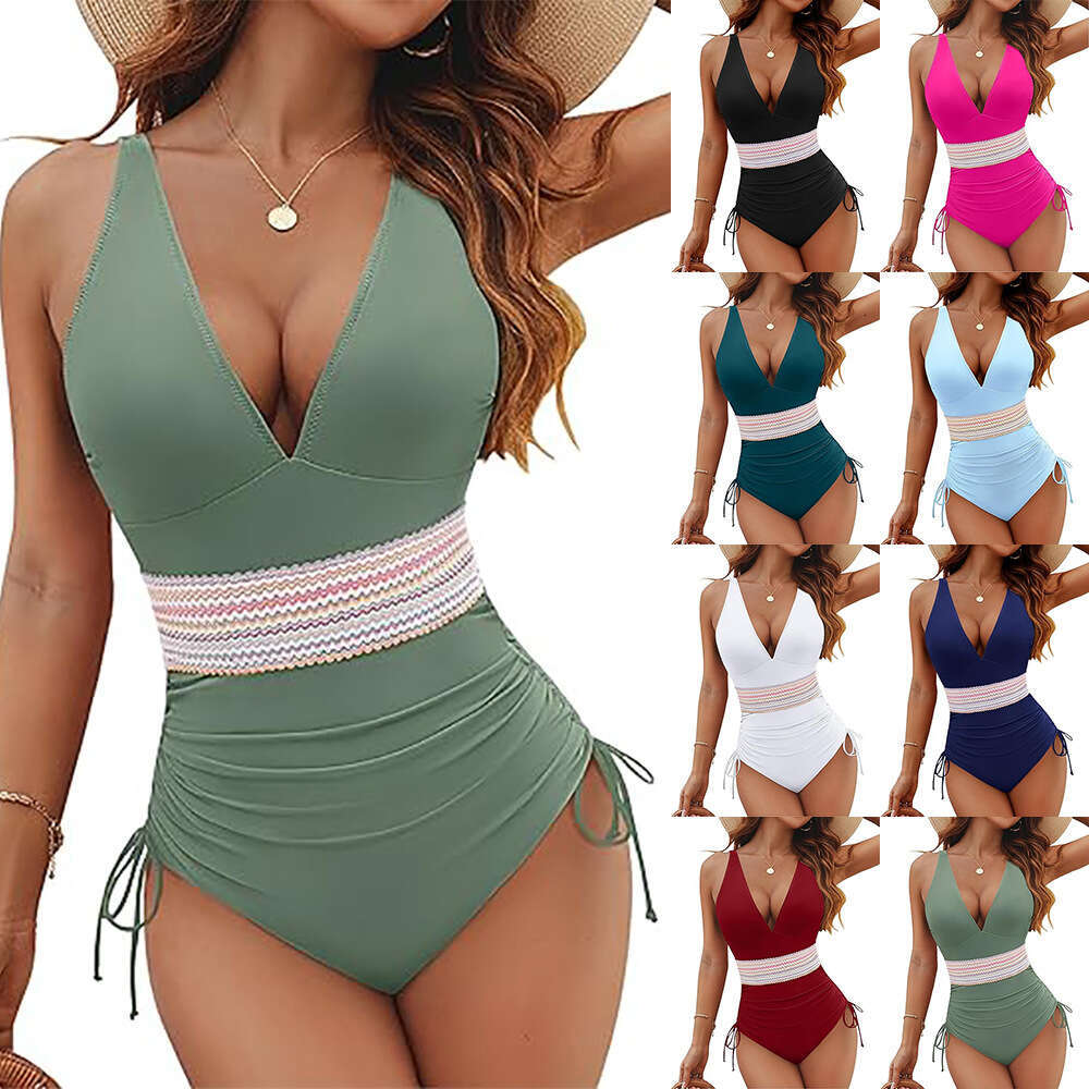 European and American one-piece tight fitting sexy high waist explosive swimsuit women's bikini 2025 temperament versatile new trend clothing ins