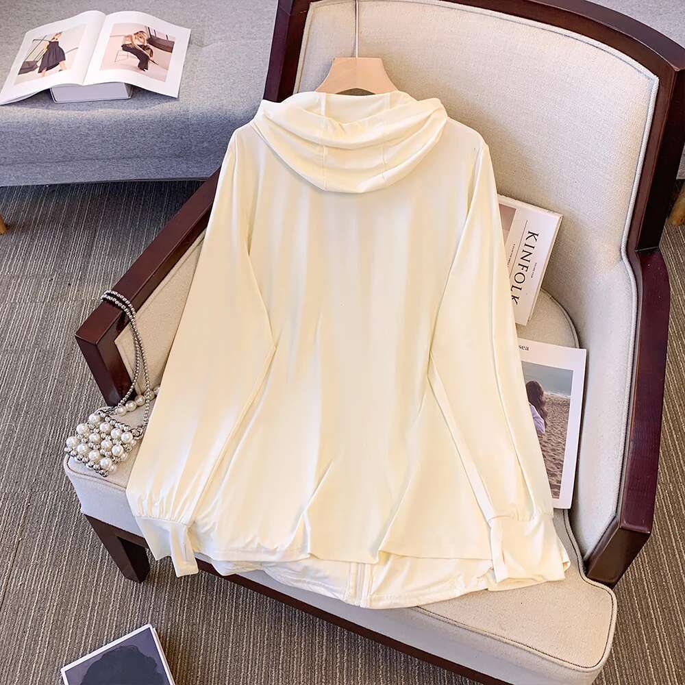 Summer Plus Size Women's Sunscreen Hooded Loose Jacket Casual Thin Cardigan Daily Basic Commuter Versatile Tops big