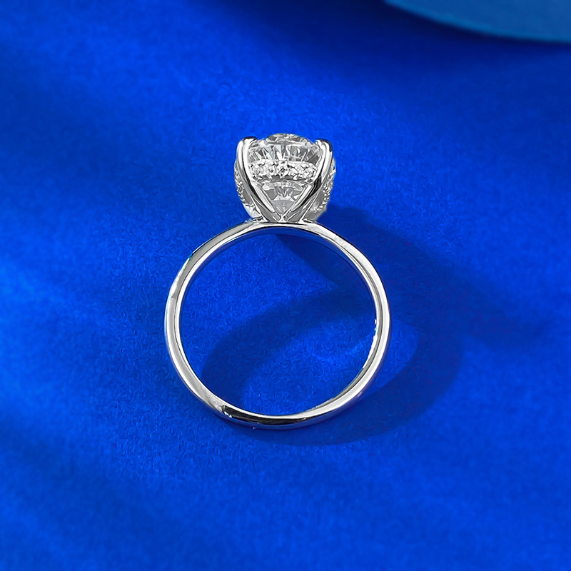 Solitaire Lady Wedding Rings Elegant Sparkling Noble Jewelry Genuine 1005 925 Sterling Silver Large Oval Cut White Lab Moissanite Diamond Eternity Wom