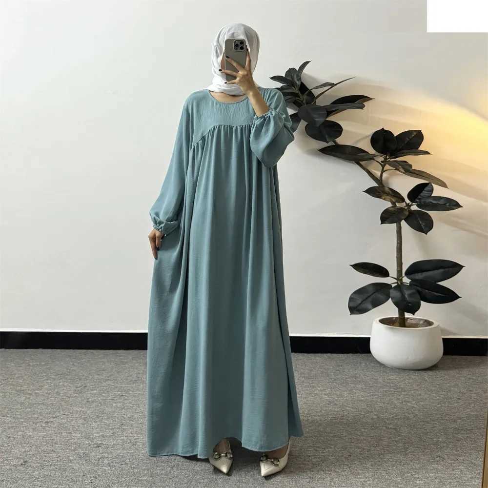 Full Slve Loose Maxi Prayer Dress Muslim Modest Dresses Jilbabs Casual Solid Pockets Robe Long Ramadan Dress Women Abayas X2505141