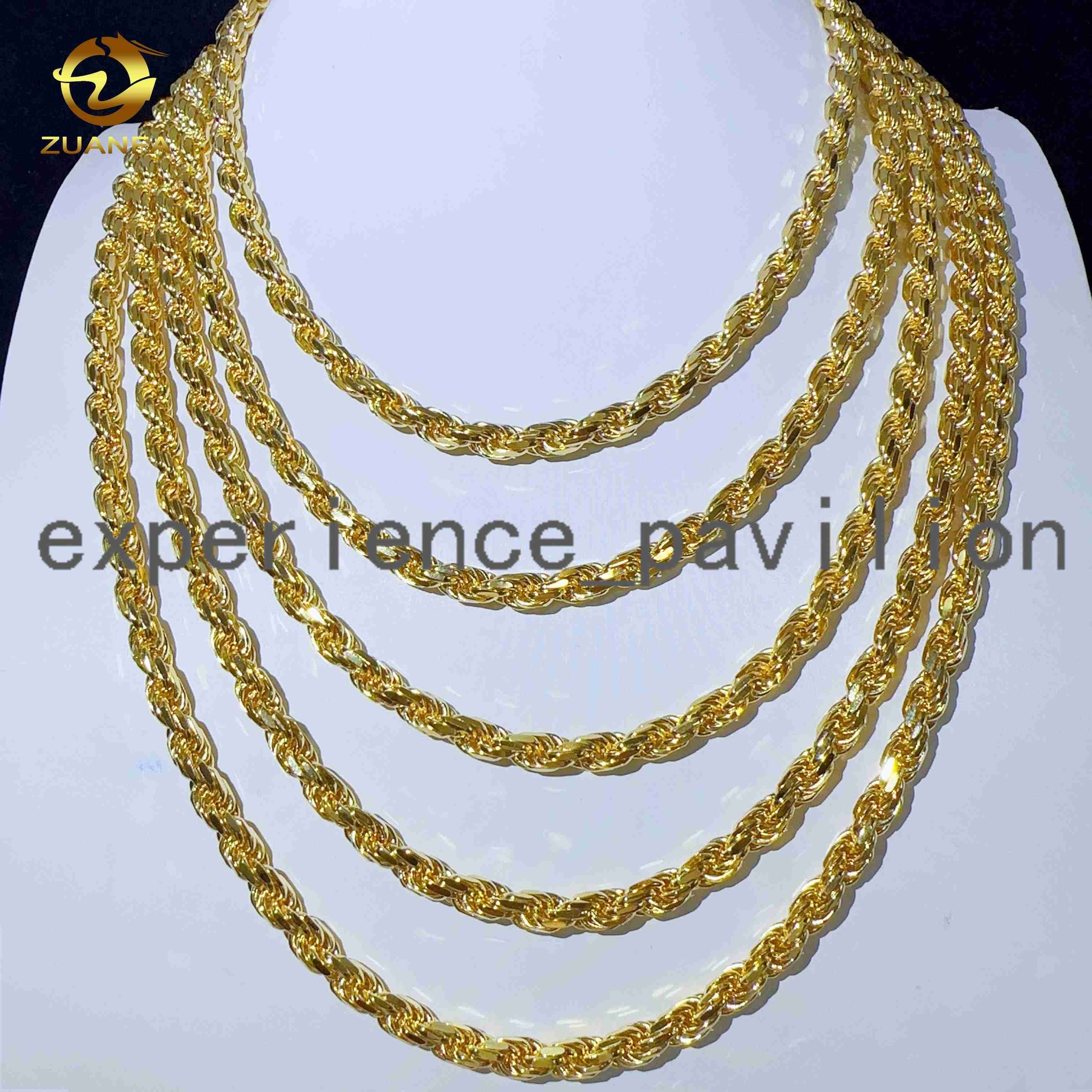 Fashion Hip Hop 6mm 925 Sterling Silver Necklace With Moissanite Clasp Iced Out Rope Chains for Men women