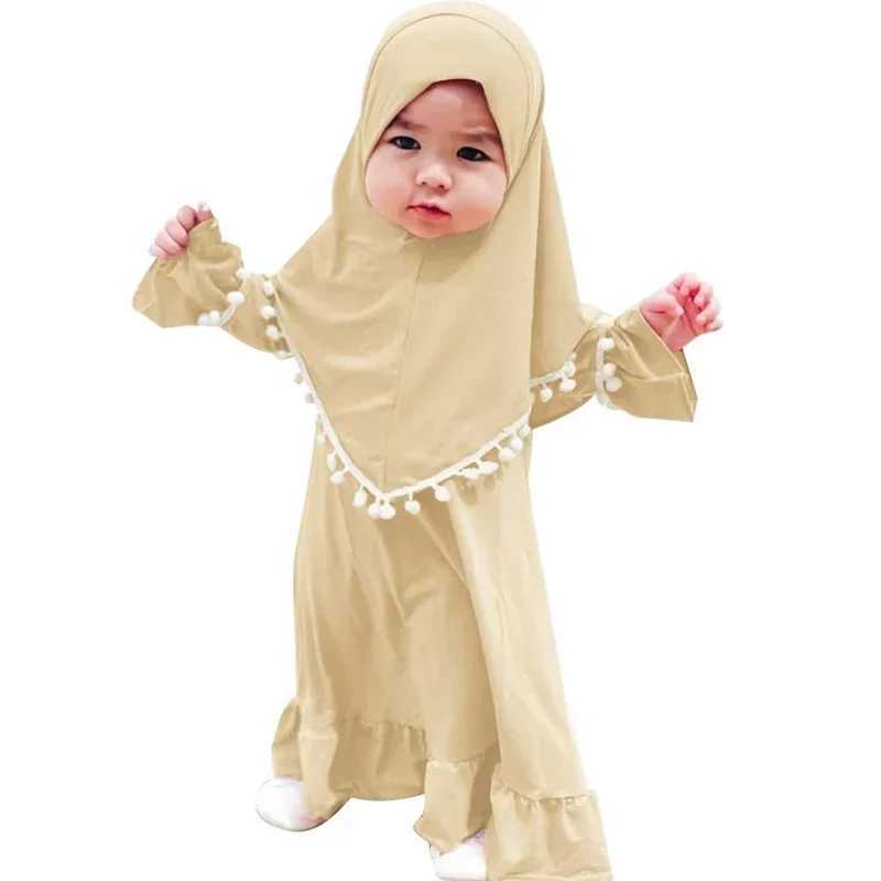 2pcs Kids Girls Hijab Abaya Muslim Set For Baby Islamic Clothing Overhead Scarf Kaftan Khimar Burqa Niqab Jalabiya Djellaba Suit X250514