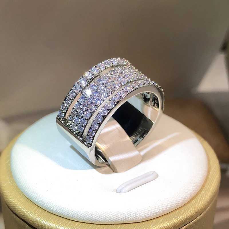 925 Sterling silver Eternity Three Rows ring Diamond cz Engagement Wedding Rings for women Men Finger Party Jewelry WholesaleXJ250514