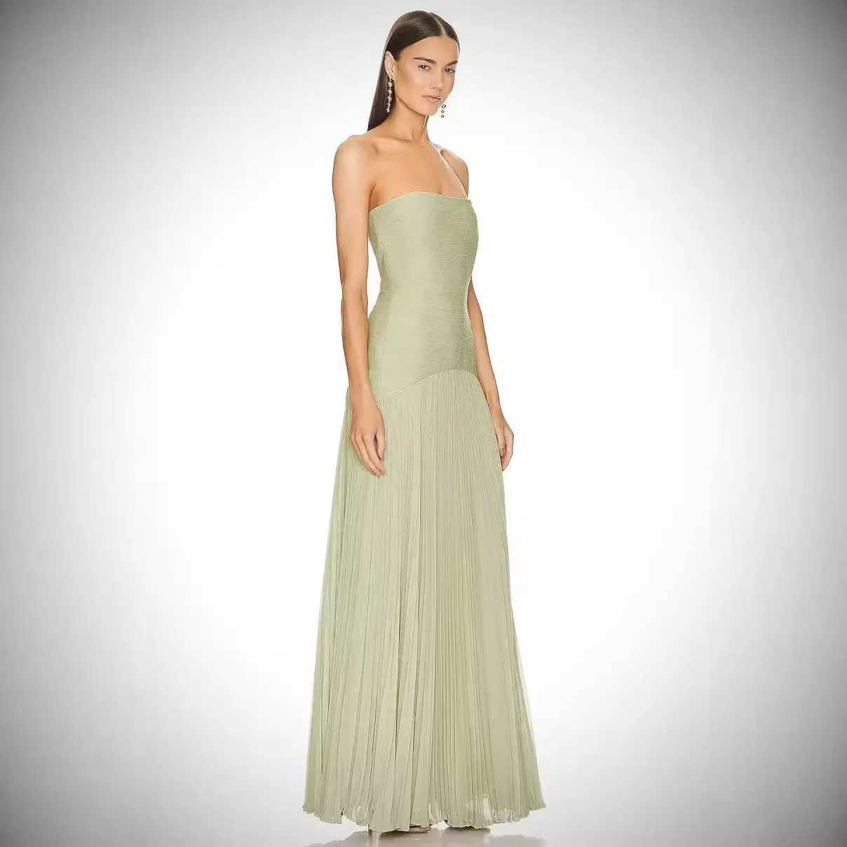 Womens Dress Luxury Strap-Breast Zipper Elegant Fairy Style Patchwork Evening Long DressXJ250514