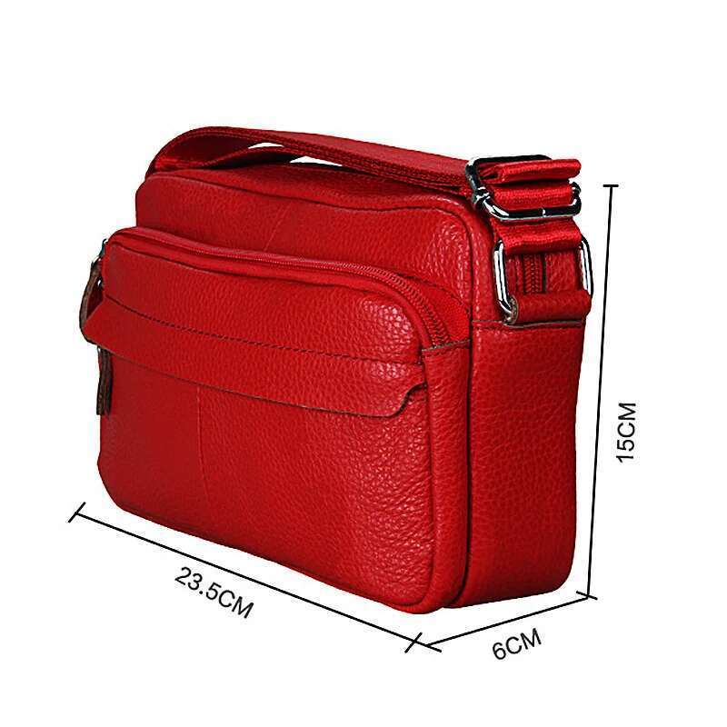 Genuine Cow Leather Women Handbags Single Shoulder Zipper Messenger Bags Soft Phone Pocket High Quality Crossbody Female Bag