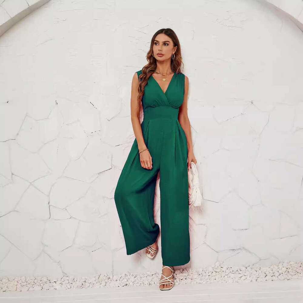 Self Owned Photography Womens Wear 2025 Summer Commuter Fashion Waistband Sleeveless Jumpsuit for Women New Arrival Leisure and Leisure Printing Fashi
