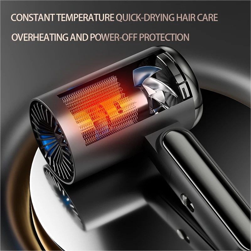 Folding Handle Hair Dryer with Large Hood High Power Negative Ion Hair Dryer for Home Use Fast Drying Hair Care 250513