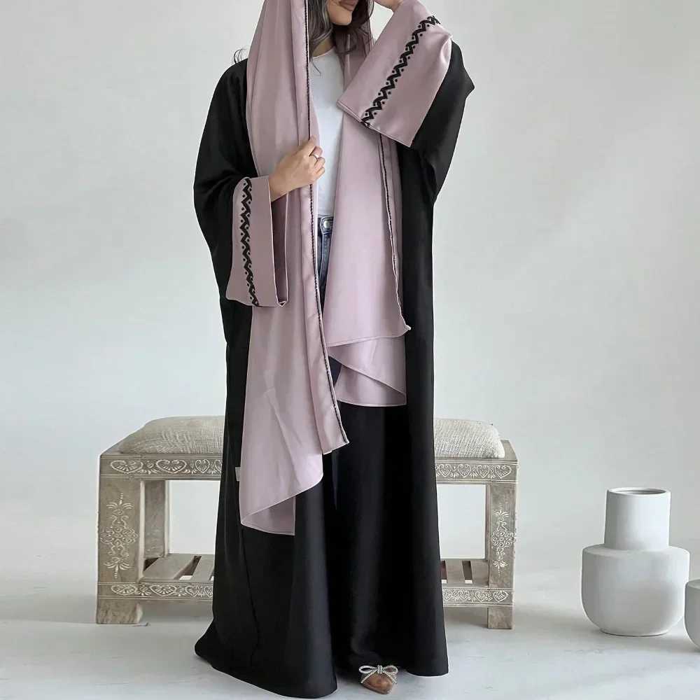 Islamic Full Slve Loose Open Front Abaya Muslim Women Arabian Embroidery Abayas Robe Turkey Kaftans Long Maxi Dress Jilbabs X250514