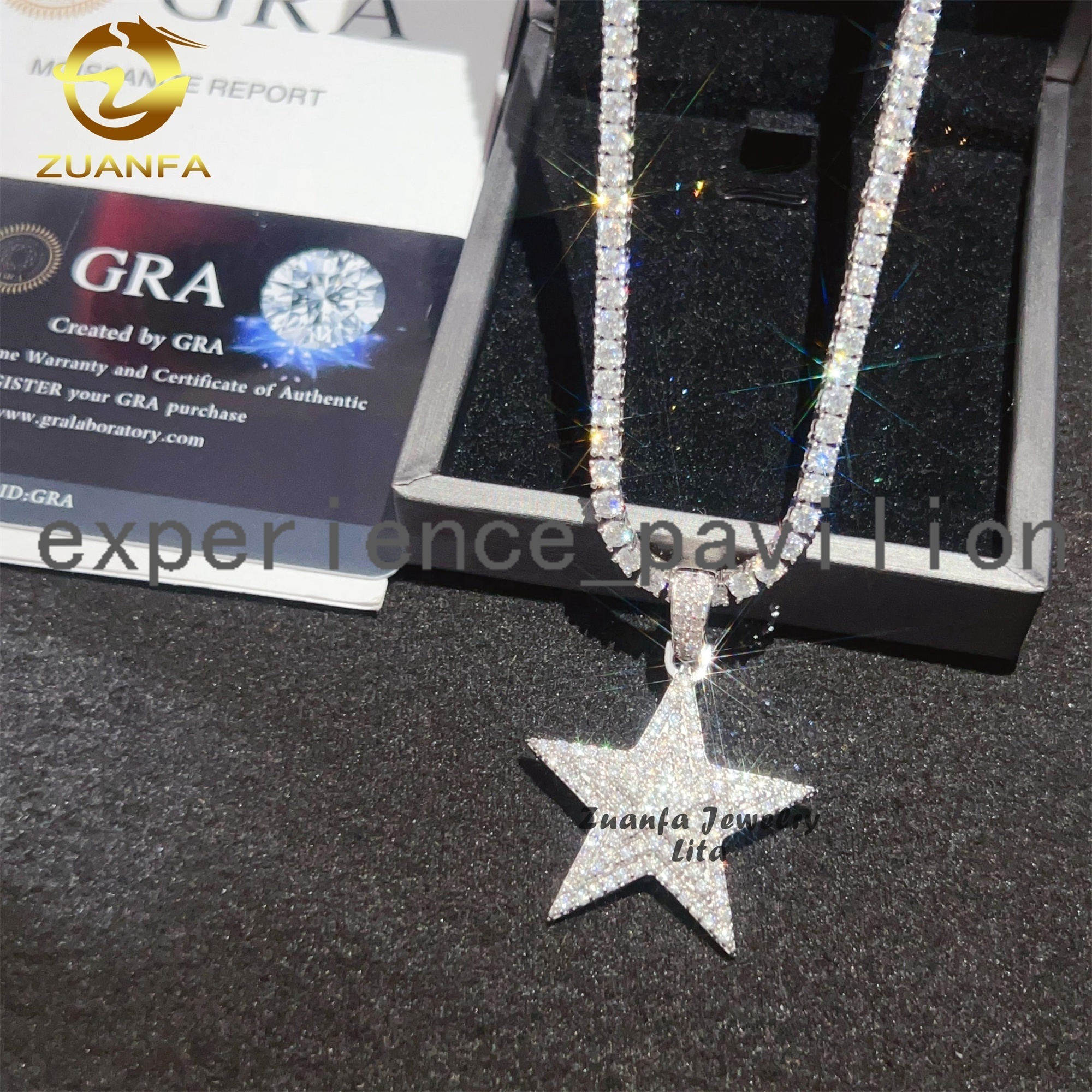 Wholesale Price High Quality Hip Hop Moissanite Diamond 925 Sterling Silver Iced Out Star Pendant