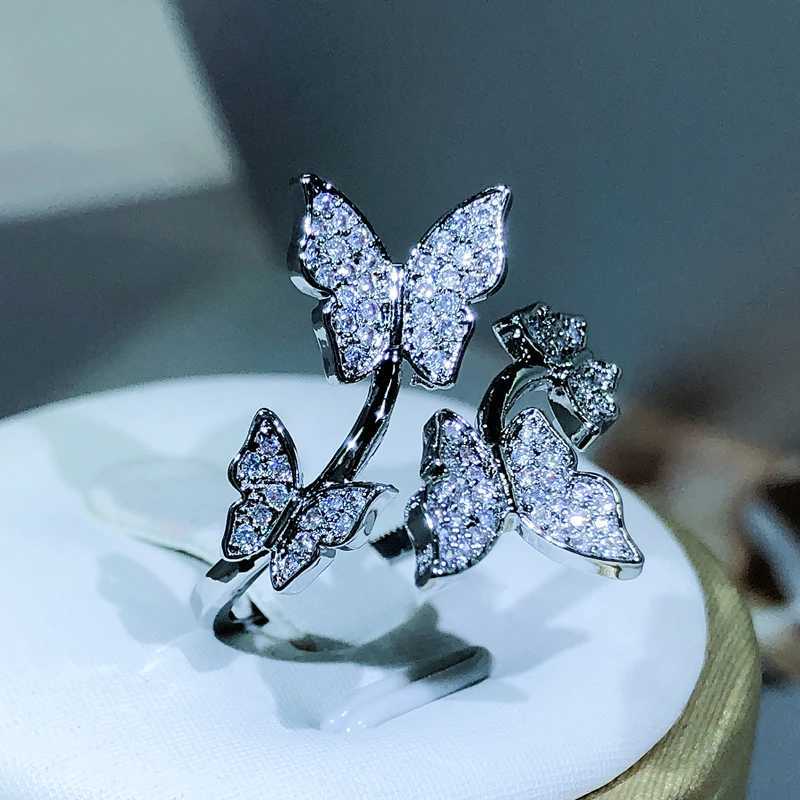 925 Sterling silver Elegant Bow Ring Colorful Resizable Ring Inlay Zircon Ring Fashion Jewelry Wedding Engagement RingXJ250514
