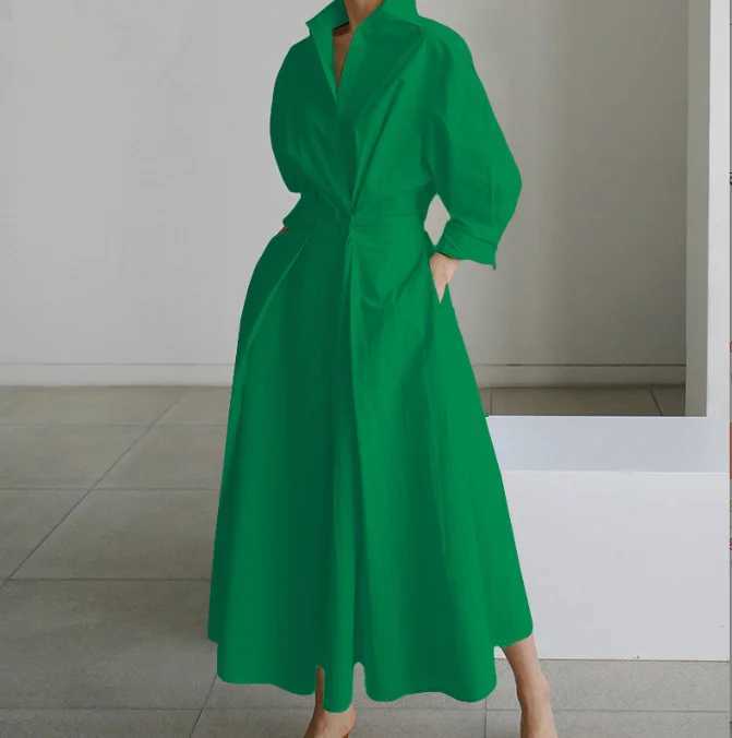 2024 Womens Clothes Fashion Shirt Dress Elegant White Long Dresses Summer Casual Cardigan Maxi Dress Robe Femme TunicsXJ250514