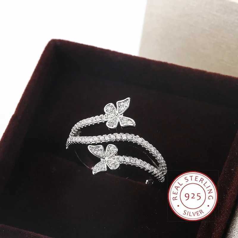 925 Silver Plated High Quality Niche Design Butterfly White Zircon Ring Womens Party Birtay Jewelry GiftXJ250514