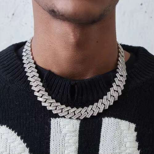 Gold bracelet anklet with chilled Cuban chain, hip-hop men's necklace, moissanite accessories