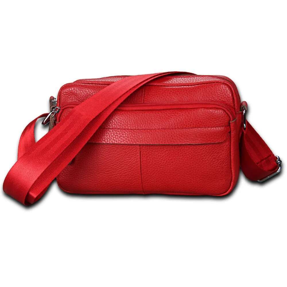 Genuine Cow Leather Women Handbags Single Shoulder Zipper Messenger Bags Soft Phone Pocket High Quality Crossbody Female Bag