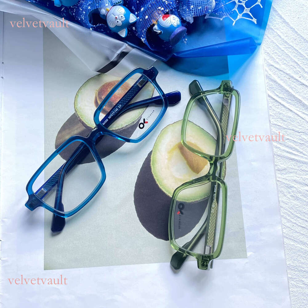 Logo unisex rectangular fashion acetate fiber optical eyeglass frame