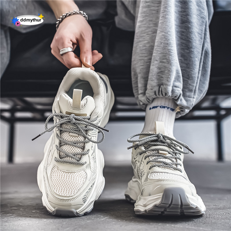 Dad men's autumn trendy brand high-end feeling youth mesh casual versatile thick sole height increasing sports shoes ddmythur