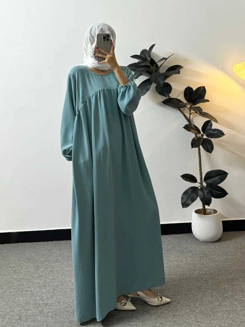 Loose Maxi Prayer Dress Muslim Modest Dresses Jilbabs Full Slve Casual Solid Pockets Robe Long Ramadan Dress Women Abayas X250514