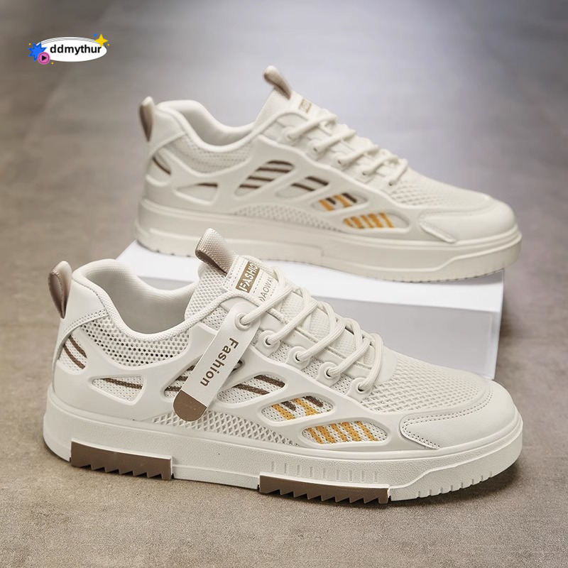 Breathable mesh men's versatile white student sports and leisure board trendy shoes, 2025 summer new style ddmythur