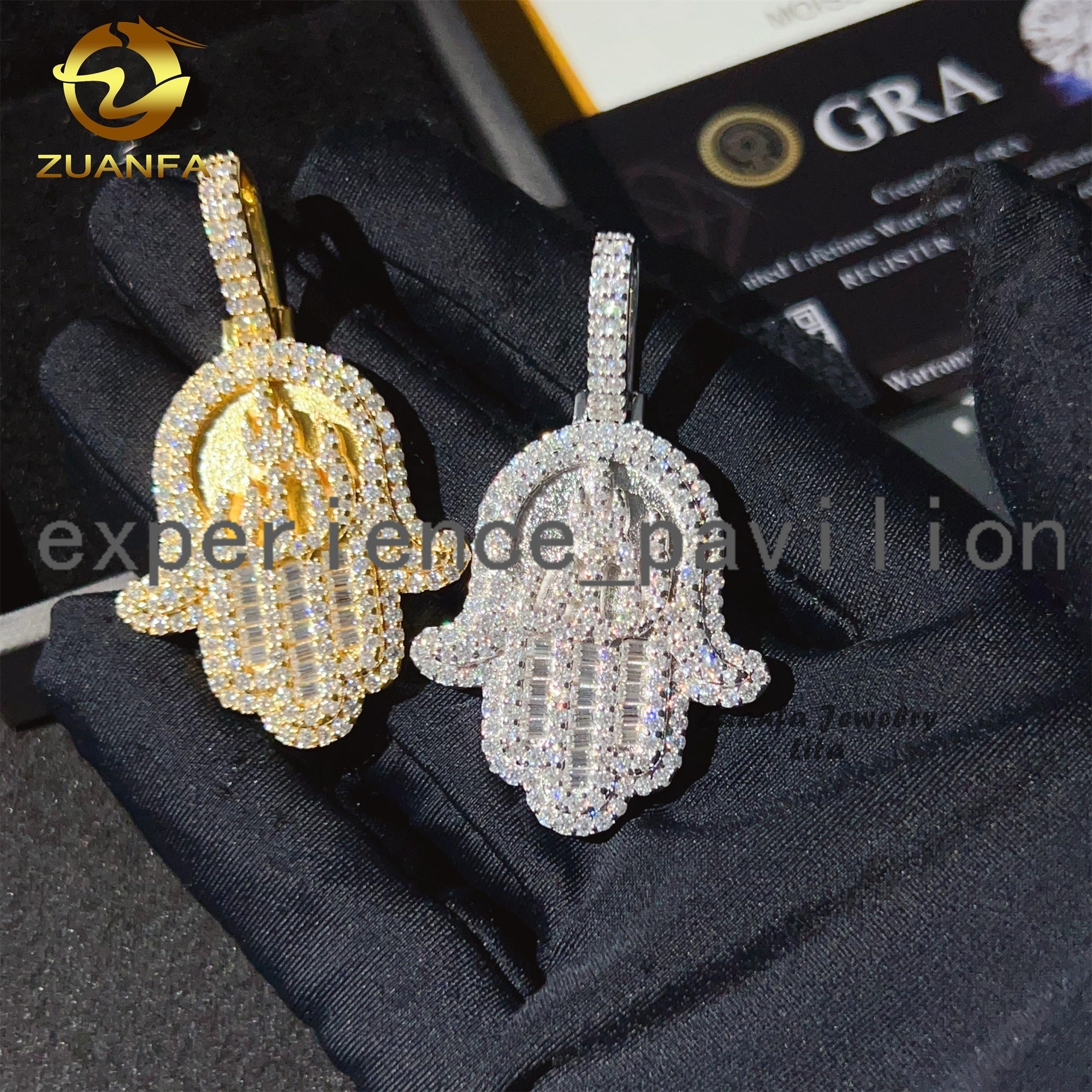 Wholesale Price Hip Hop Jewelry GAR Certificate Iced Out Custom Silver 925 Moissanite Hamsa Pendant for Men