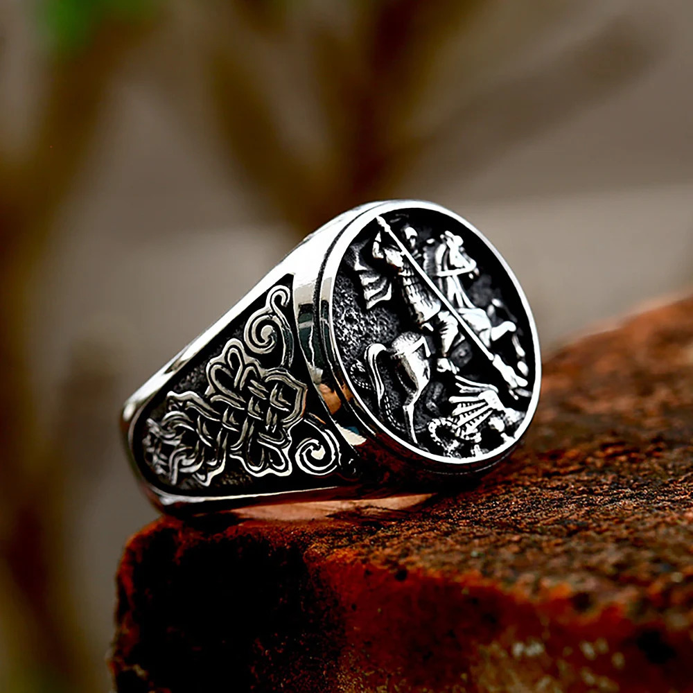 Vintage Gothic Knight Dragon Ring Punk Hip Hop For Man Boys Stainless Steel Celtic knot Rings Fashion Jewelry Gift Size 7-13 250509