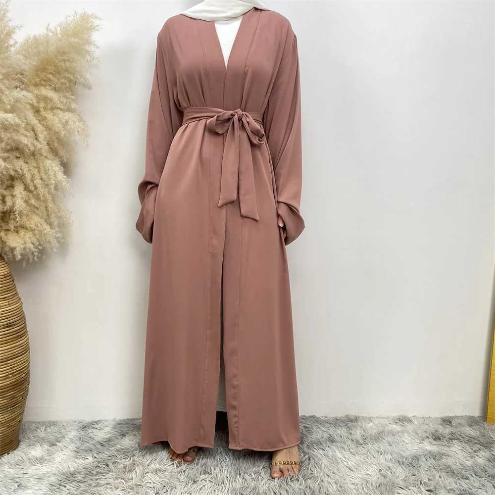 Muslim Fashion Dubai Abaya Long Hijab Dresses with Belt Islam Clothing Abayas African Dresses for Women Kaftan Robe Musulmane M X2505141