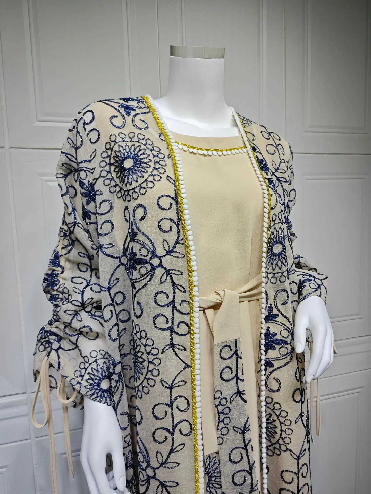 Ramadan Eid Djellaba Kimono Jalabiya Muslim Sets for Women Dubai Abaya Turkey Kaftan Robe Caftan Marocain Femme Islam Clothing X250514