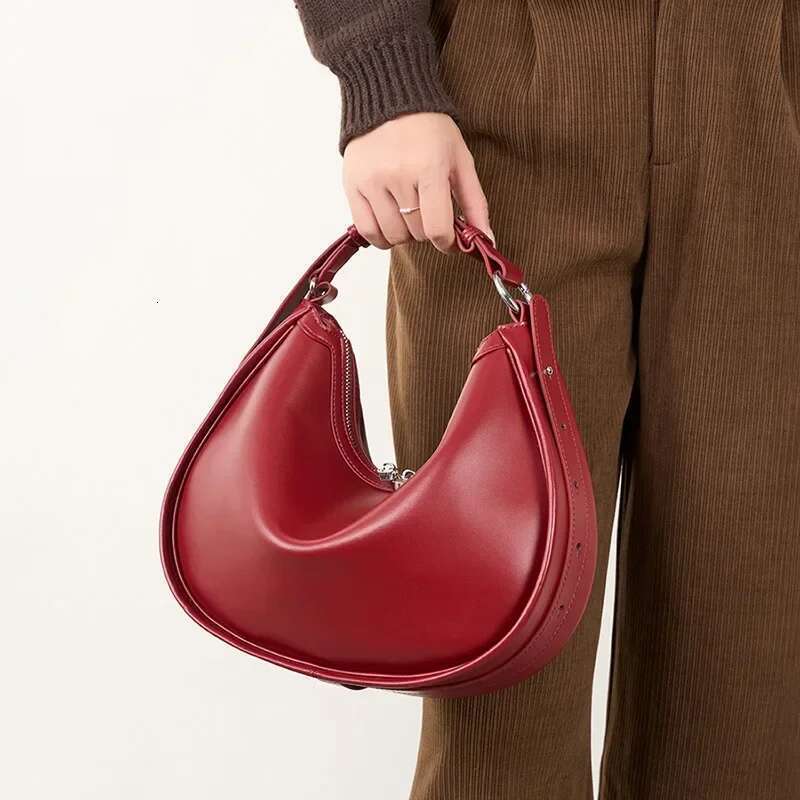 Women's Genuine Armpit Crescent Bags New Simple Shoulder Crossbody Leather Bag