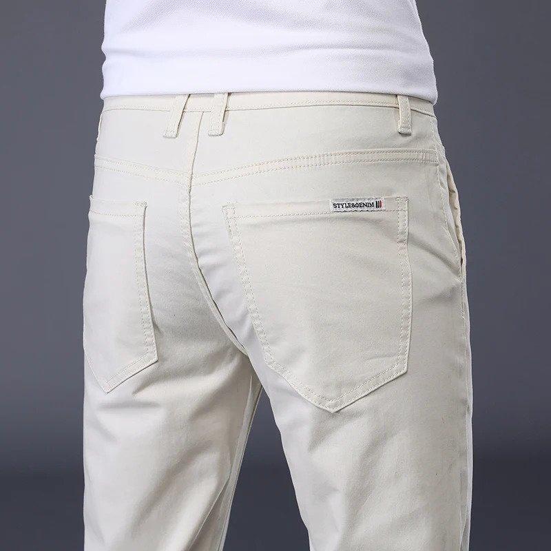 7 Colors Mens Classic Solid Color Summer Thin Casual Pants Business Fashion Stretch Cotton Slim Trousers Male 250513