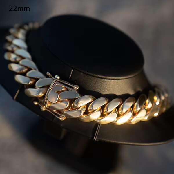 Wholesale Choker 14K 18k Gold Plating Custom 925 Silver Cuban Link Chain Hip Hop Jewelry 22mm Miami Chain Necklace Bracelet