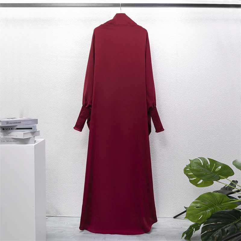 Muslim Abaya Women Jilbab Islamic Clothing Dubai Saudi Black Robe Turkish Modesty One-piece Prayer Dress Hooded Smocking Slve X250514