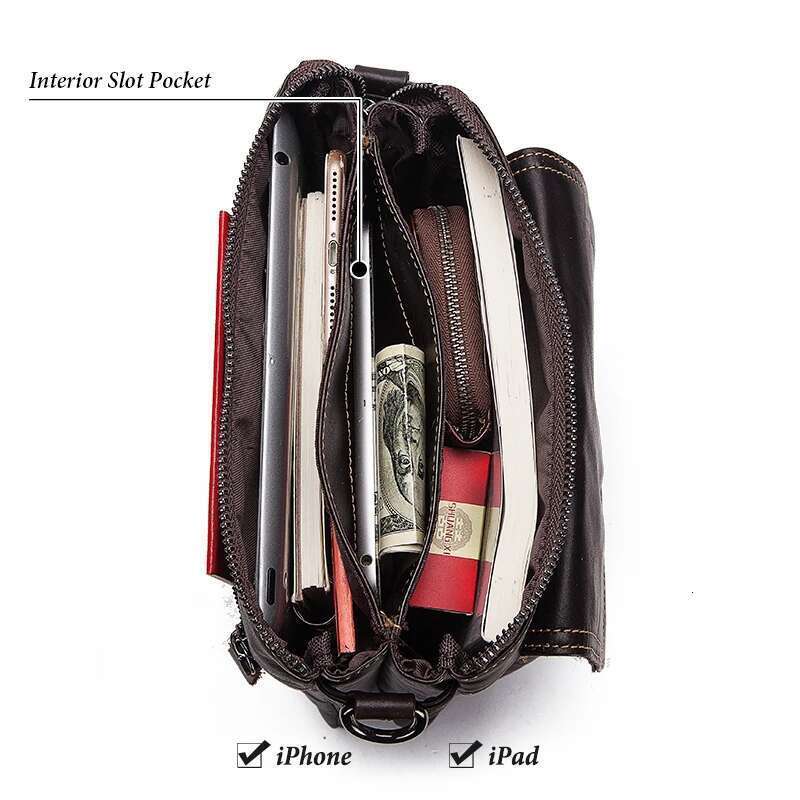 HUMERPAUL Brand Genuine Leather Men's Messenger Bag Business Shoulder Bags For Work High Quality Male Cowhide Handbag Bolso