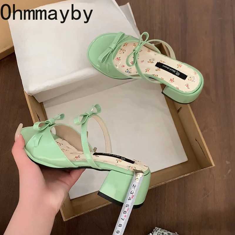 Summer Thick Heel Women Slippers Elegant Open Toe Dress Slides Ladies Concise Dancing Party Prom Shoes W250514