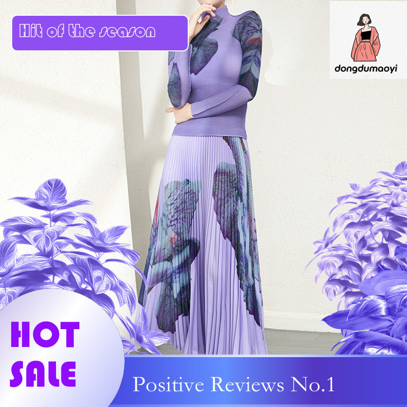 dongdumaoyi Women's pleated T-shirt plus size half skirt fashion women's two-piece set, ins trend