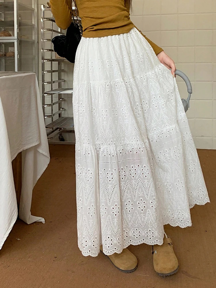 Sweety In Dresses Summer Pleated Long Skirts Girl Aline Elastic Waist Fairy Tiered Skirt Women Solid Color Womens 250514