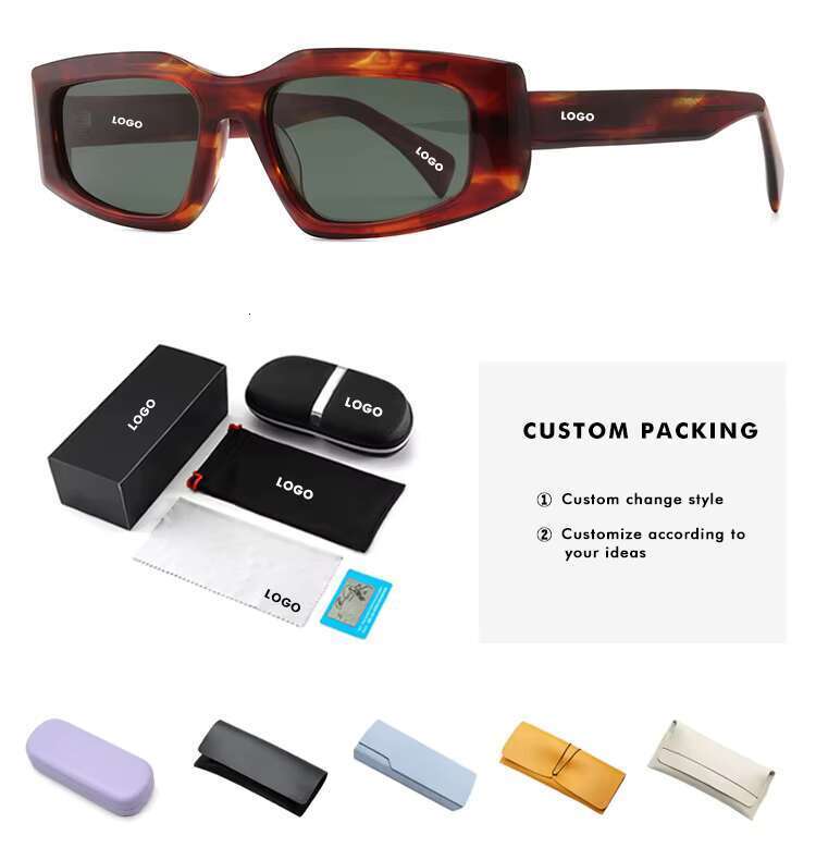 High Quality UV400 Women's Square Sunglasses Ecological Biological Acetate Fiber Irregular Polarized Tone Lens with Logo