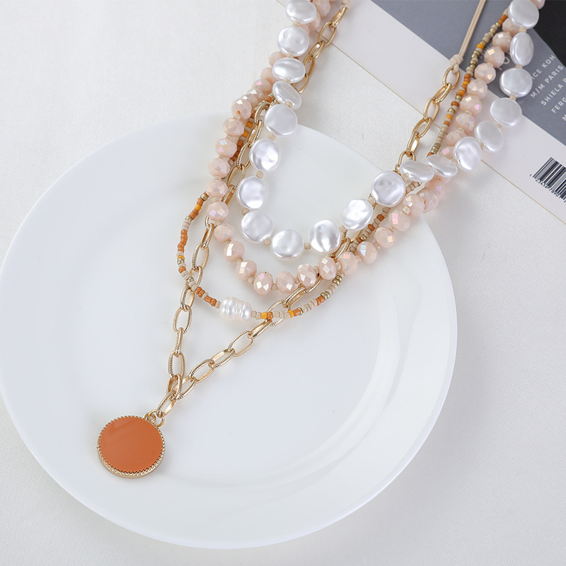 alloy necklace with multiple layers and directly sold Crystal pearl necklaces